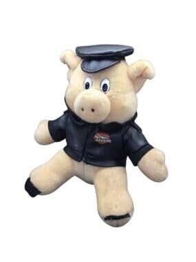 1993 Harley Davidson Pig Stuffed Animal Leather Jacket and Cap